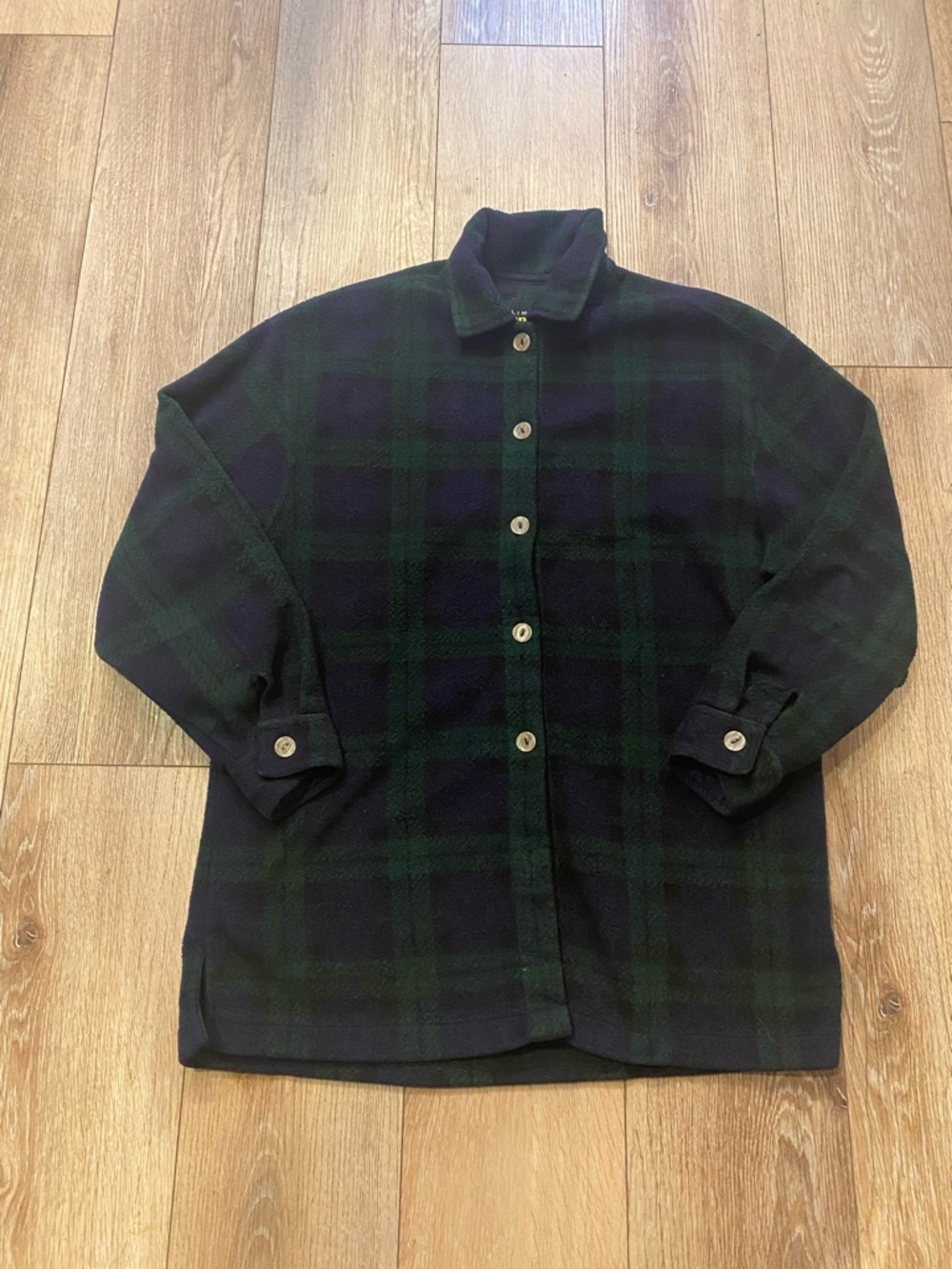 Limited Sport USA Women’s Small Jacket Shacket Black Watch Plaid Fleece VTG 90’s